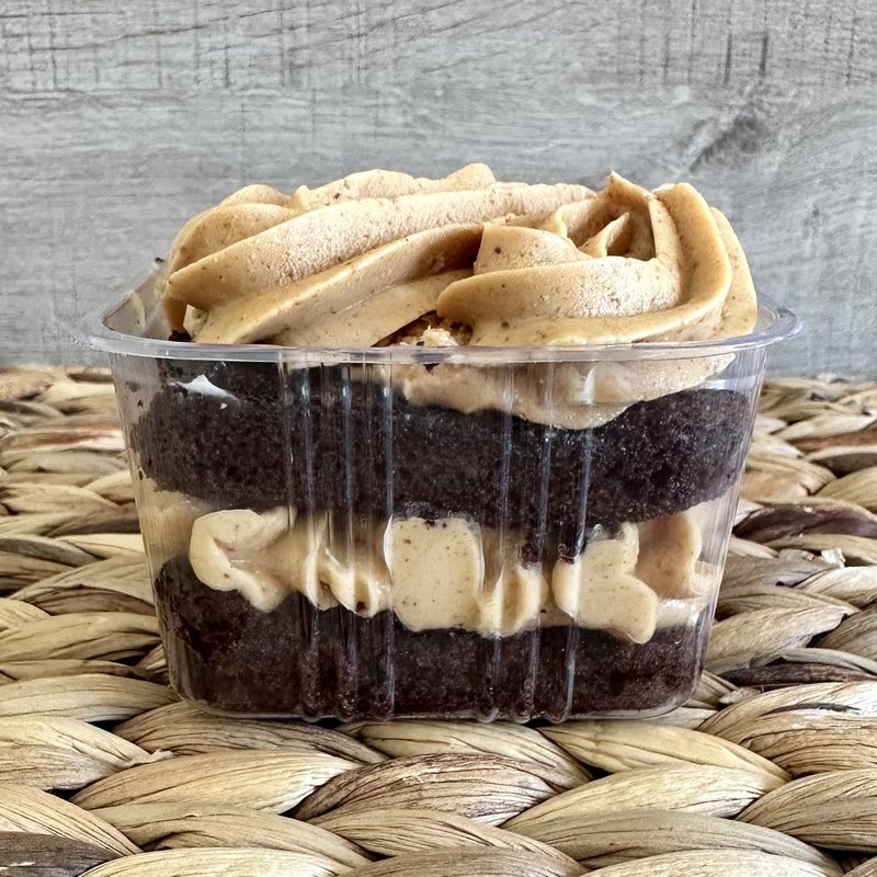 Gluten-free dairy-free chocolate cake with peanut butter frosting